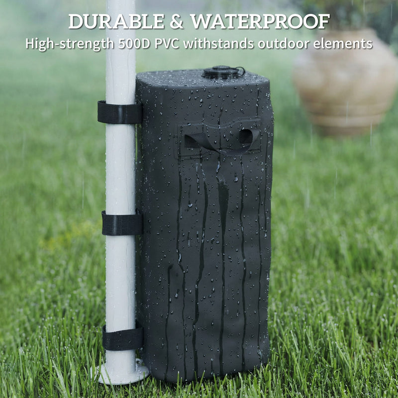Gazebo Weight Bags Set of 4 for Secure Outdoor Shelters Waterproof Black AOSOM