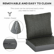 4 Piece Outdoor Seat Cushion Set with Backrest Water Repellent Pads for Sofa Chair Grey AOSOM