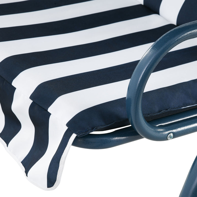 3 Seater Garden Swing Chair with Adjustable Canopy and Steel Frame for Outdoors, Blue Stripes