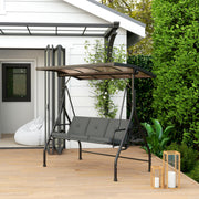 3 Seater Garden Swing Seat Bed with Adjustable Canopy and Cushion Dark Grey by Outsunny