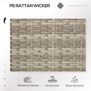 Grey 2 Seater Rattan Garden Chair With Built In Table For Patio Or Balcony