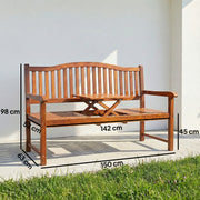 Convertible Wooden Garden Bench With Lift-Up Table and Weatherproof Cover Light Brown Outsunny