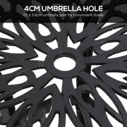 Black Square Cast Aluminium Garden Bistro Table With Umbrella Hole For Patio Or Balcony Outsunny