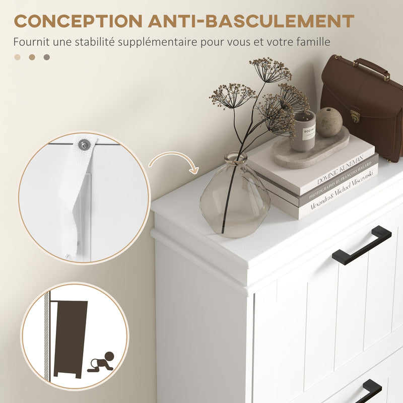 Three Drawer Shoe Storage Cabinet Holds 15 Pairs Space Saving Hallway Unit White