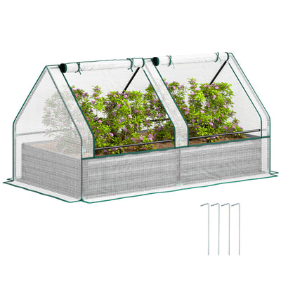 Metal Raised Garden Bed with Cover for Herbs and Vegetables White and Dark Grey by Outsunny