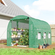 Walk In Greenhouse With Shelves For Organised All Season Plant Growing Green Outsunny
