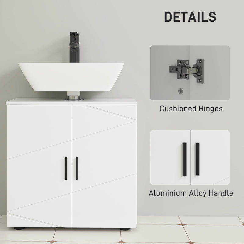 White Under Sink Bathroom Cabinet with Adjustable Shelf and Storage Space