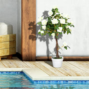 Set of 2 White Rose Artificial Plants 90cm Tall Ideal for Indoor or Outdoor Decor