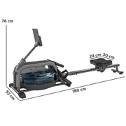 Water Rowing Machine with Adjustable Resistance and Wheels for Cardio and Strength Training AOSOM