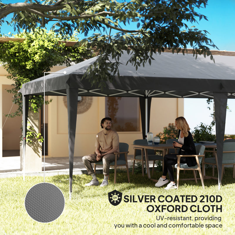Grey 6 x 3m Pop Up Gazebo with Steel Frame Waterproof Canopy by Outsunny