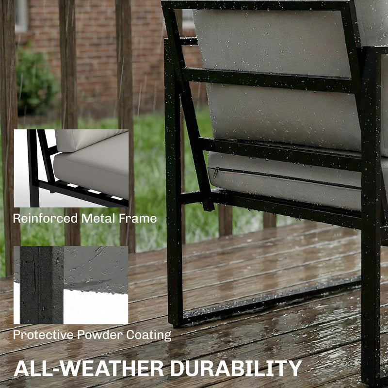 Outdoor Furniture Set with Weatherproof Frame and Quick-Drain Table for Easy Outdoor Relaxing Grey