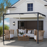 3 x 3m Outdoor Pergola with Retractable Canopy Cream White by Outsunny