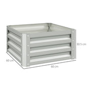 Set of Two Light Grey Steel Planter Boxes 60 x 60cm for Garden and Patio by Outsunny