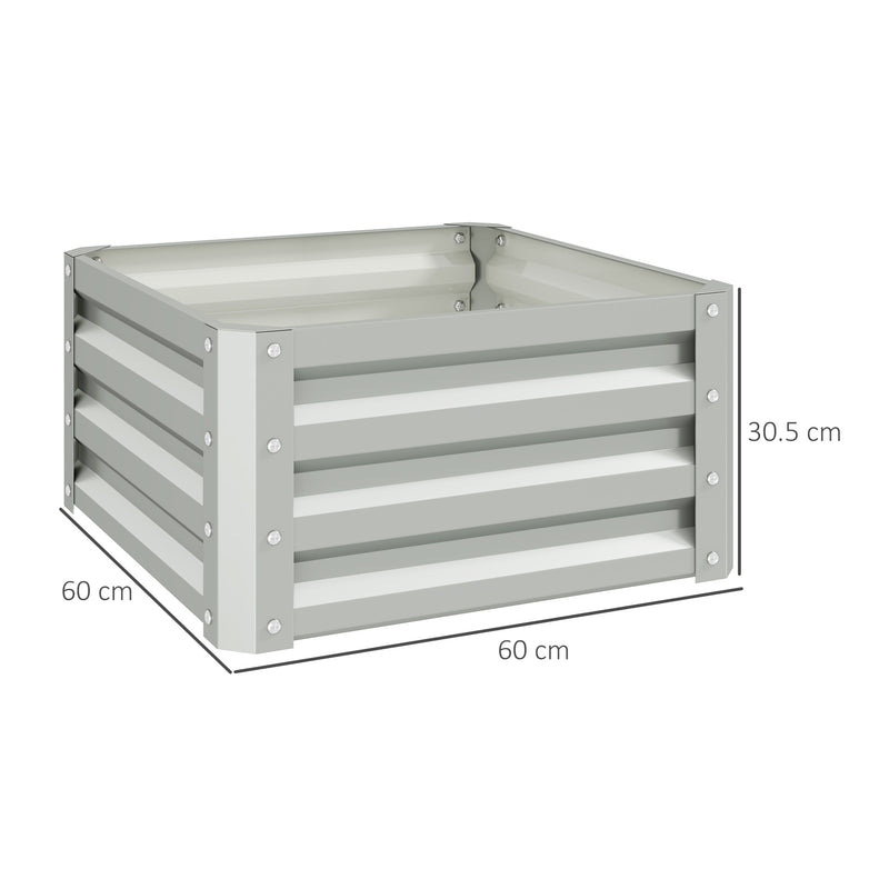 Set of Two Light Grey Steel Planter Boxes 60 x 60cm for Garden and Patio by Outsunny