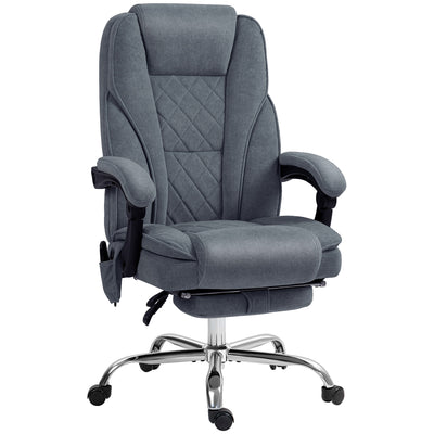 Heated Reclining Massage Office Chair with Footrest and Adjustable Height for Home Desk, Dark Grey