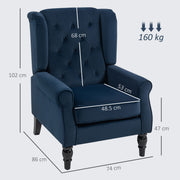 Retro Wingback Accent Chair with Button Tufted Upholstery for Lounge or Bedroom, Dark Blue