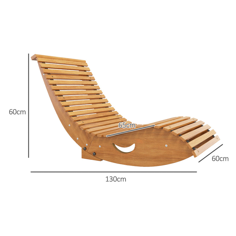 Modern Wooden Outdoor Rocking Chair with Slatted Seat Ideal for Garden or Patio Use, Teak Outsunny