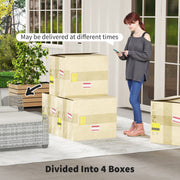 Grey 5 Piece Rattan Garden Lounger Set With Cushions by Outsunny