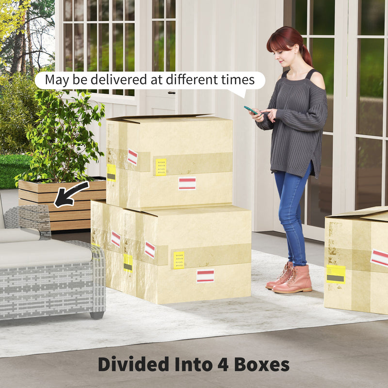 Grey 5 Piece Rattan Garden Lounger Set With Cushions by Outsunny