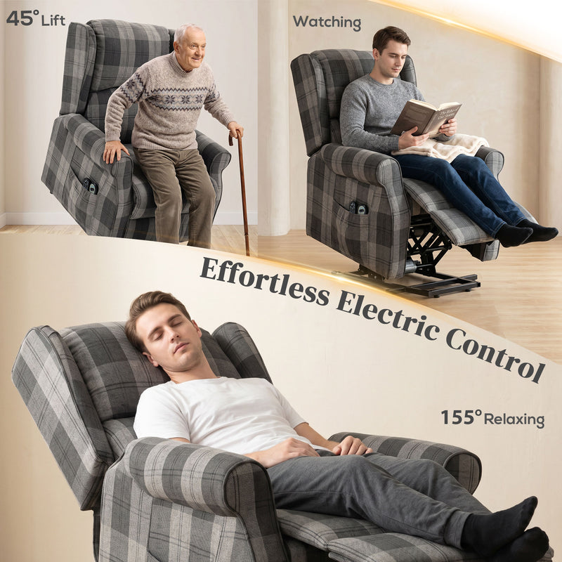 Electric Riser Recliner Chair With Massage and Power Lift for Easy Standing Grey