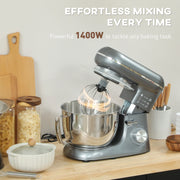 1300W Stand Mixer With Dough Hook and Whisk Ideal for Baking and Meal Prep, Silver