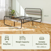 King Size Black Steel Industrial Bed Frame Sturdy and Modern by HOMCOM