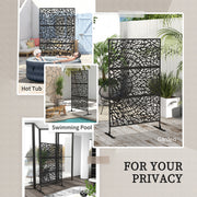 Black Metal Garden Privacy Screen With Twisted Line Design For Outdoor Spaces