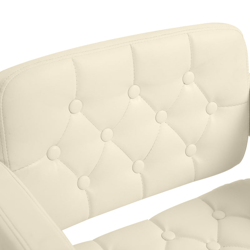 Height Adjustable Swivel Bar Stool with Backrest Armrests and Footrest for Home Beige