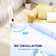 White Bladeless Tower Fan with Humidifier and Multi Modes for Home Cooling