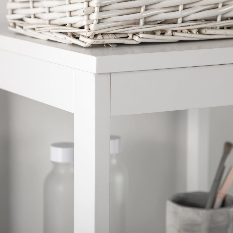Tall Slim Bathroom Cabinet with Shelves and Drawers for Small Spaces White Homcom