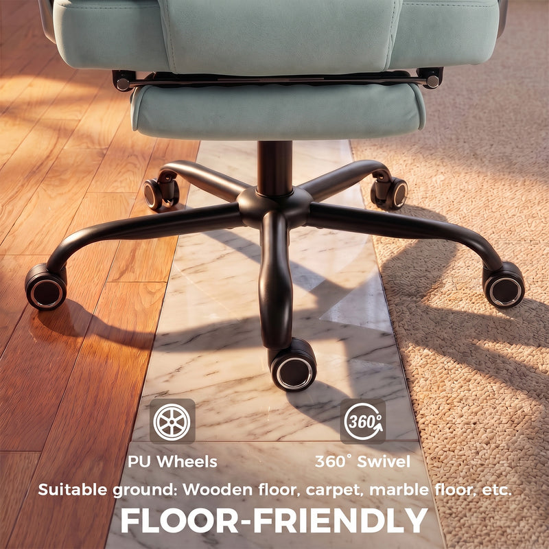 Office Chair for Big and Tall Adults with High Back Support and Footrest Light Blue