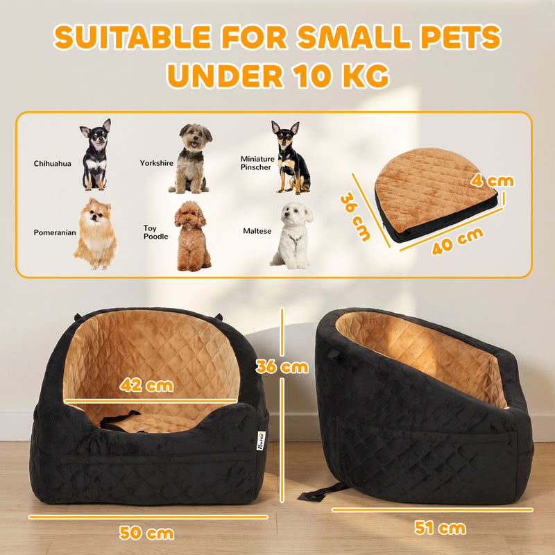 Pet Car Seat for Small Dogs and Cats Keeps Pets Secure and Car Seats Clean Brown Black