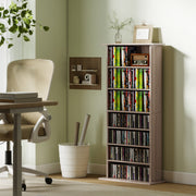 Tall Rotating CD Storage Tower With 360 Degree Access For Home Organisation Natural Wood AOSOM