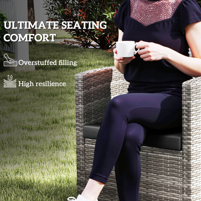 Black Garden Seat Cushion Pads Set of 3 for Rattan Furniture by Outsunny