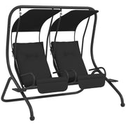 2 Seater Garden Swing Chair With Adjustable Canopy For Relaxing Outdoors Black
