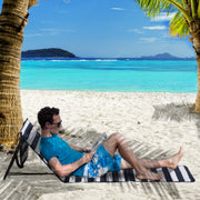 Folding Beach Loungers with Adjustable Backrest and Carry Bag for Outdoor Comfort Blue Outsunny