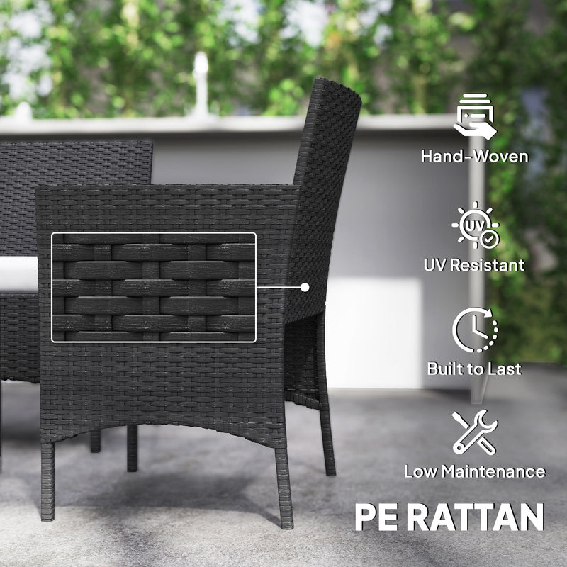 4pc Rattan Garden Furniture Conversation Set with Cushions and Tempered Glass Table for Outdoor Relaxing Outsunny