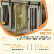 Large Dog Crate Furniture with Divider Double Cage for Small Dogs Indoor Use Grey