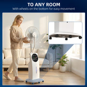 Standing Fan With Misting System and Remote Control for Cool Bug-Free Home White AOSOM