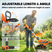 Cordless Garden Strimmer With Adjustable Handle for Easy Lawn Trimming Orange AOSOM