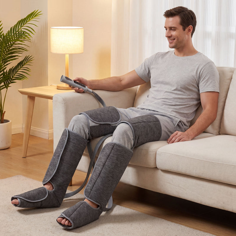 Leg Massager for Fast Muscle Relief and Swelling Reduction at Home Grey Homcom