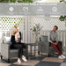 3 Piece Rattan Bistro Set with Cushions Glass Top Table and Chairs for Garden Patio Grey by Outsunny