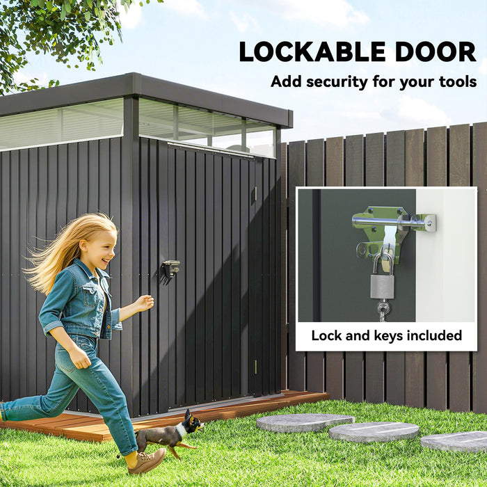 Galvanised Steel Garden Storage Shed with Roof Windows and Lockable Door for Tool Storage by Outsunny