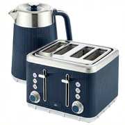 Kettle and Toaster Set for Fast Breakfasts and Hot Drinks Dark Blue and Silver AOSOM