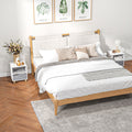 Set of 2 Bedside Tables with Storage Shelves and Drawers for Bedroom White and Grey AOSOM