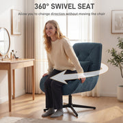 Accent Swivel Chair with High Back and Lumbar Support for Living Room or Bedroom Dark Green AOSOM