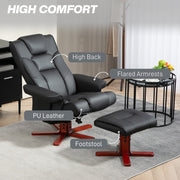 Manual Recliner Armchair with Matching Footstool for Lounge Comfort Black
