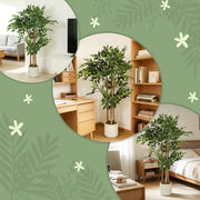 120cm Artificial Ficus Tree With Realistic Wood Trunk In Pot For Indoor Display Green