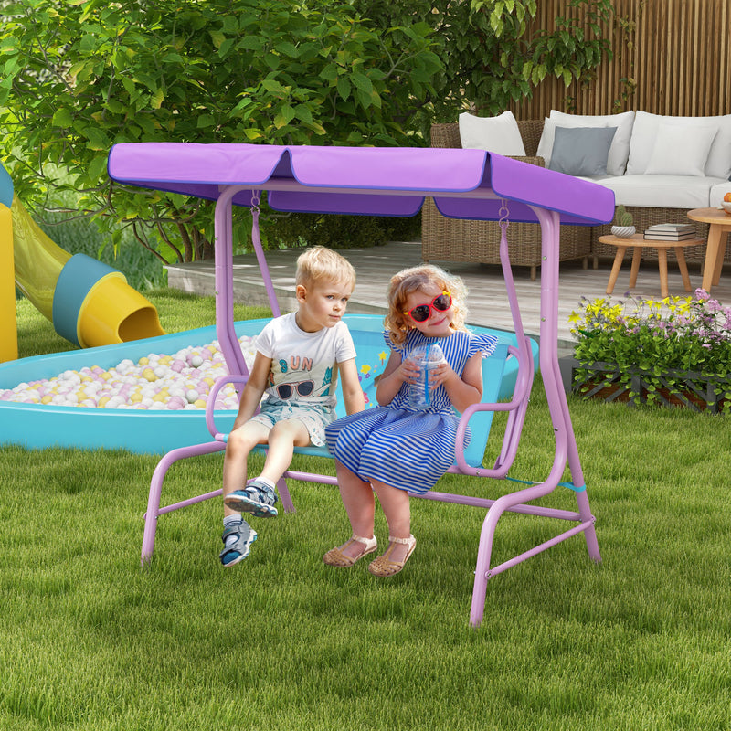 Fairy Themed Kids Garden Swing Seat For Two With Adjustable Canopy And Safety Harnesses