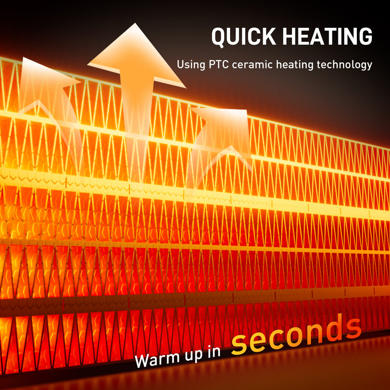 2000W Ceramic Electric Heater with Fan Timer Remote Control and Oscillation for Home or Office Black